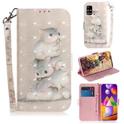 Three Squirrels 3D Painted Leather Wallet Phone Case for Samsung Galaxy M31s