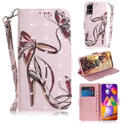 Butterfly High Heels 3D Painted Leather Wallet Phone Case for Samsung Galaxy M31s
