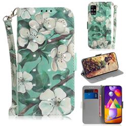Watercolor Flower 3D Painted Leather Wallet Phone Case for Samsung Galaxy M31s