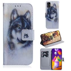 Snow Wolf PU Leather Wallet Case for Samsung Galaxy M31s