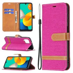 Jeans Cowboy Denim Leather Wallet Case for Samsung Galaxy M32 - Rose