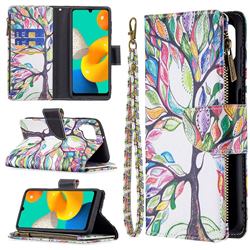 The Tree of Life Binfen Color BF03 Retro Zipper Leather Wallet Phone Case for Samsung Galaxy M32