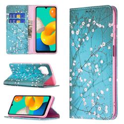Plum Blossom Slim Magnetic Attraction Wallet Flip Cover for Samsung Galaxy M32