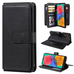 Multi-function Ten Card Slots and Photo Frame PU Leather Wallet Phone Case Cover for Samsung Galaxy M33 - Black
