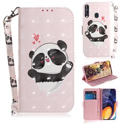 Heart Cat 3D Painted Leather Wallet Phone Case for Samsung Galaxy M40