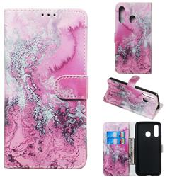 Pink Seawater PU Leather Wallet Case for Samsung Galaxy M40