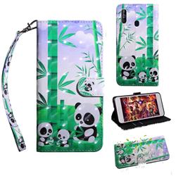 Eating Bamboo Pandas 3D Painted Leather Wallet Case for Samsung Galaxy M40
