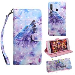 Roaring Wolf 3D Painted Leather Wallet Case for Samsung Galaxy M40