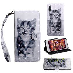 Smiley Cat 3D Painted Leather Wallet Case for Samsung Galaxy M40