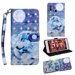 Moon Wolf 3D Painted Leather Wallet Case for Samsung Galaxy M40