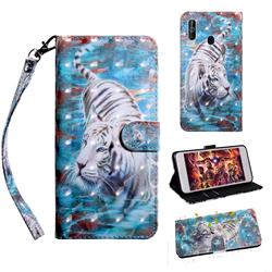 White Tiger 3D Painted Leather Wallet Case for Samsung Galaxy M40