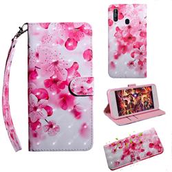 Peach Blossom 3D Painted Leather Wallet Case for Samsung Galaxy M40