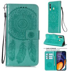 Embossing Dream Catcher Mandala Flower Leather Wallet Case for Samsung Galaxy M40 - Green