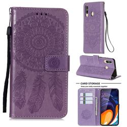 Embossing Dream Catcher Mandala Flower Leather Wallet Case for Samsung Galaxy M40 - Purple