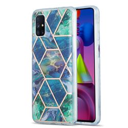 Blue Green Marble Pattern Galvanized Electroplating Protective Case Cover for Samsung Galaxy M51