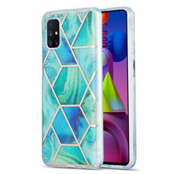 Green Glacier Marble Pattern Galvanized Electroplating Protective Case Cover for Samsung Galaxy M51