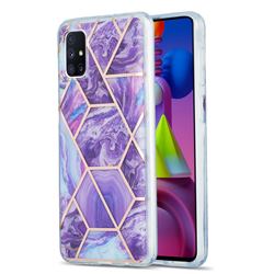 Purple Gagic Marble Pattern Galvanized Electroplating Protective Case Cover for Samsung Galaxy M51