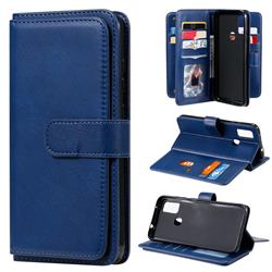 Multi-function Ten Card Slots and Photo Frame PU Leather Wallet Phone Case Cover for Samsung Galaxy M51 - Dark Blue