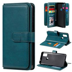 Multi-function Ten Card Slots and Photo Frame PU Leather Wallet Phone Case Cover for Samsung Galaxy M51 - Dark Green