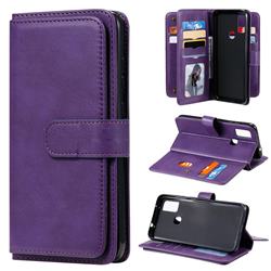 Multi-function Ten Card Slots and Photo Frame PU Leather Wallet Phone Case Cover for Samsung Galaxy M51 - Violet