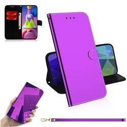Shining Mirror Like Surface Leather Wallet Case for Samsung Galaxy M51 - Purple