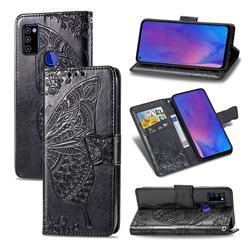 Embossing Mandala Flower Butterfly Leather Wallet Case for Samsung Galaxy M51 - Black