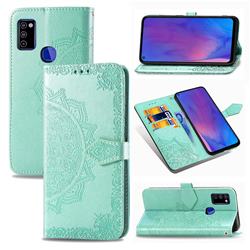 Embossing Imprint Mandala Flower Leather Wallet Case for Samsung Galaxy M51 - Green