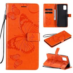Embossing 3D Butterfly Leather Wallet Case for Samsung Galaxy M51 - Orange