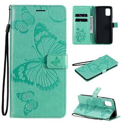 Embossing 3D Butterfly Leather Wallet Case for Samsung Galaxy M51 - Green