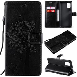 Embossing Butterfly Tree Leather Wallet Case for Samsung Galaxy M51 - Black