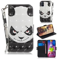 Angry Bear 3D Painted Leather Wallet Phone Case for Samsung Galaxy M51