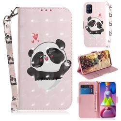 Heart Cat 3D Painted Leather Wallet Phone Case for Samsung Galaxy M51