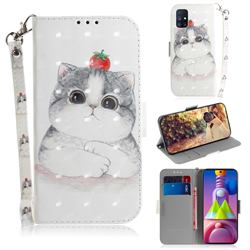 Cute Tomato Cat 3D Painted Leather Wallet Phone Case for Samsung Galaxy M51
