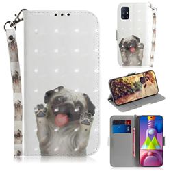 Pug Dog 3D Painted Leather Wallet Phone Case for Samsung Galaxy M51