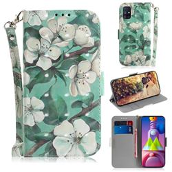 Watercolor Flower 3D Painted Leather Wallet Phone Case for Samsung Galaxy M51