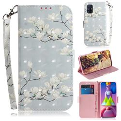 Magnolia Flower 3D Painted Leather Wallet Phone Case for Samsung Galaxy M51