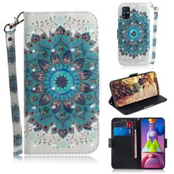 Peacock Mandala 3D Painted Leather Wallet Phone Case for Samsung Galaxy M51