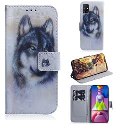 Snow Wolf PU Leather Wallet Case for Samsung Galaxy M51