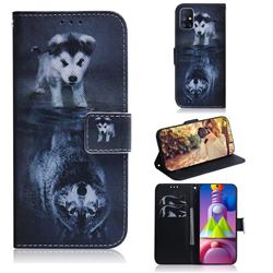 Wolf and Dog PU Leather Wallet Case for Samsung Galaxy M51