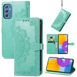 Embossing Imprint Mandala Flower Leather Wallet Case for Samsung Galaxy M52 5G - Green