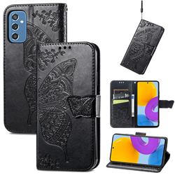 Embossing Mandala Flower Butterfly Leather Wallet Case for Samsung Galaxy M52 5G - Black