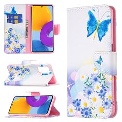Butterflies Flowers Leather Wallet Case for Samsung Galaxy M52 5G
