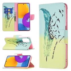 Feather Bird Leather Wallet Case for Samsung Galaxy M52 5G