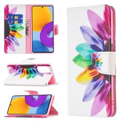 Seven-color Flowers Leather Wallet Case for Samsung Galaxy M52 5G