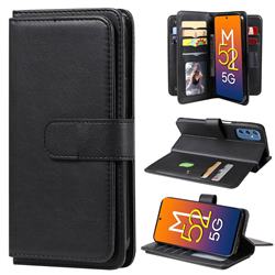 Multi-function Ten Card Slots and Photo Frame PU Leather Wallet Phone Case Cover for Samsung Galaxy M52 5G - Black