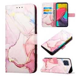Rose Gold Marble Leather Wallet Protective Case for Samsung Galaxy M53