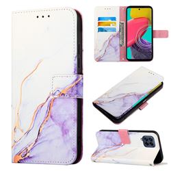 Purple White Marble Leather Wallet Protective Case for Samsung Galaxy M53
