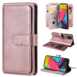 Multi-function Ten Card Slots and Photo Frame PU Leather Wallet Phone Case Cover for Samsung Galaxy M53 - Rose Gold