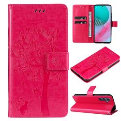 Embossing Butterfly Tree Leather Wallet Case for Samsung Galaxy M54 - Rose