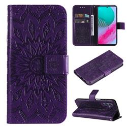Embossing Sunflower Leather Wallet Case for Samsung Galaxy M54 - Purple